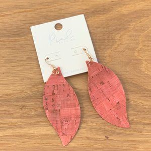 WAVE MARQUISE CORK DROP EARRINGS ~ PINK